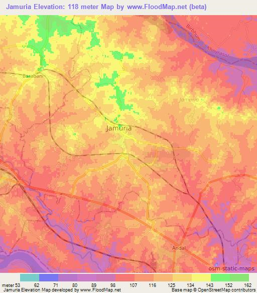 Jamuria,India Elevation Map