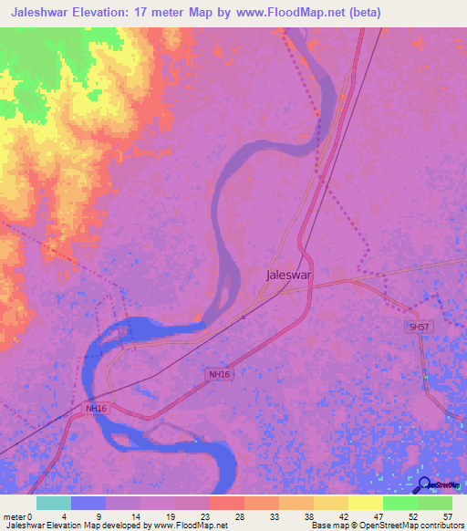Jaleshwar,India Elevation Map