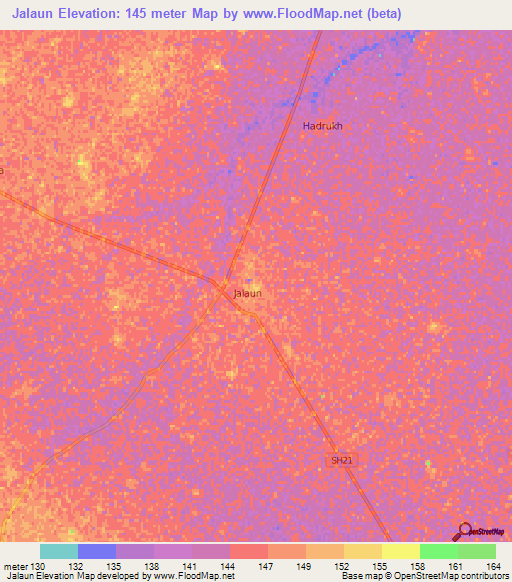 Jalaun,India Elevation Map