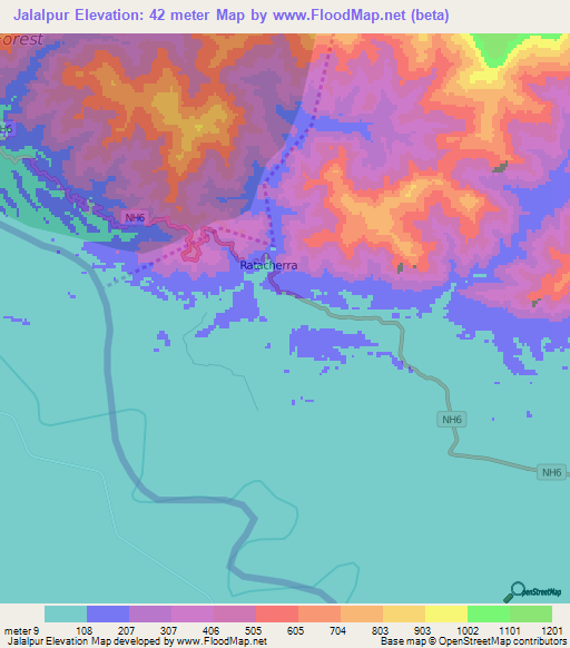 Jalalpur,India Elevation Map