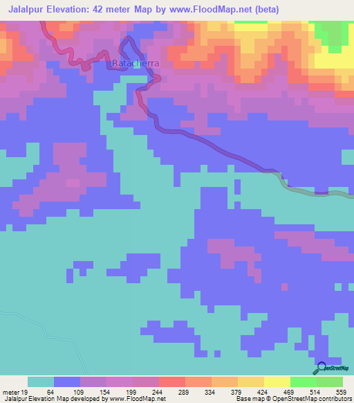 Jalalpur,India Elevation Map