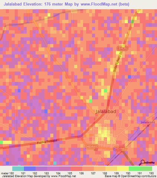 Jalalabad,India Elevation Map
