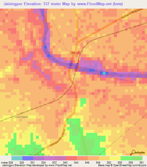 Jaisingpur,India Elevation Map