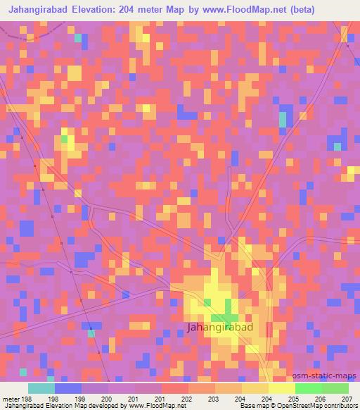 Jahangirabad,India Elevation Map