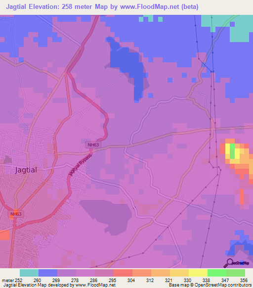 Jagtial,India Elevation Map