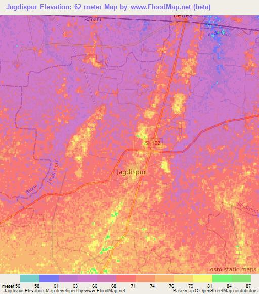 Jagdispur,India Elevation Map