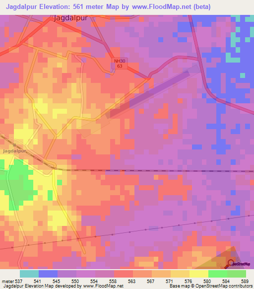 Jagdalpur,India Elevation Map