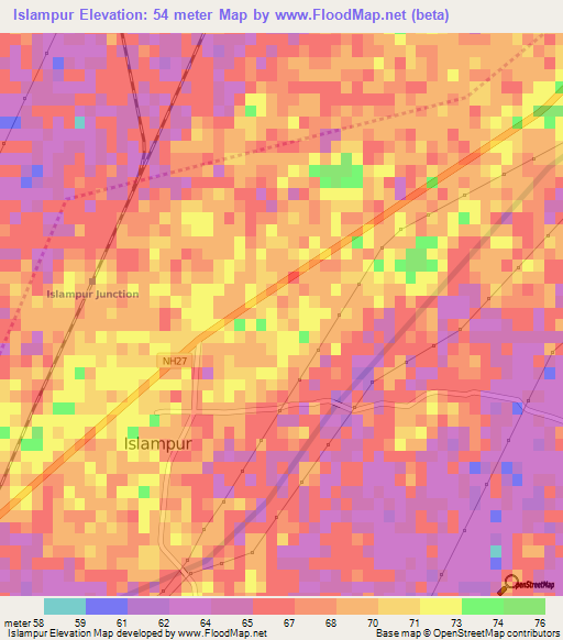 Islampur,India Elevation Map