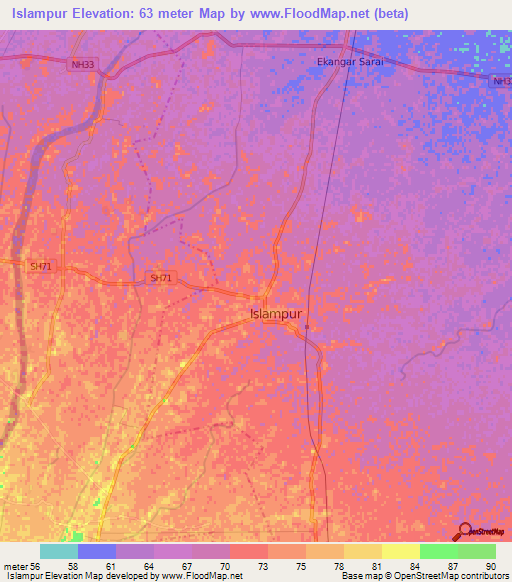 Islampur,India Elevation Map