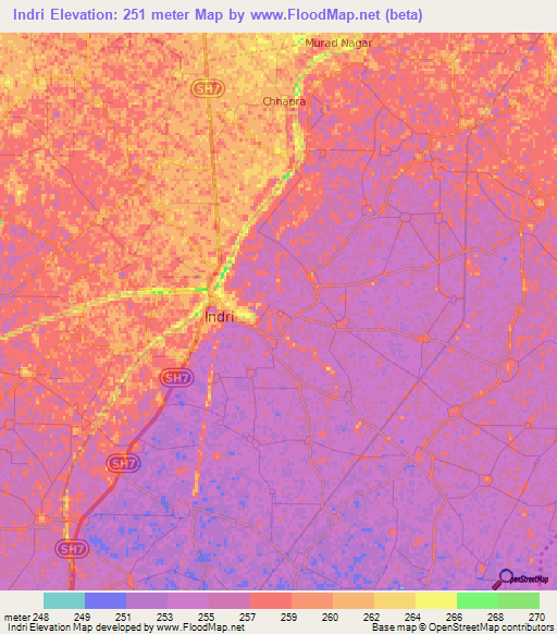 Indri,India Elevation Map
