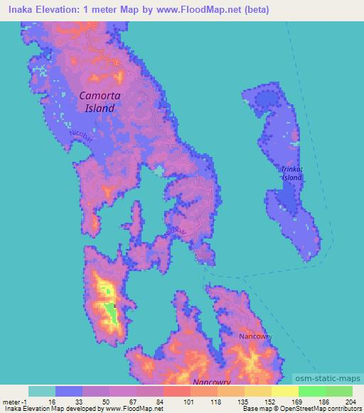 Inaka,India Elevation Map