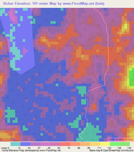 Ilichar,India Elevation Map