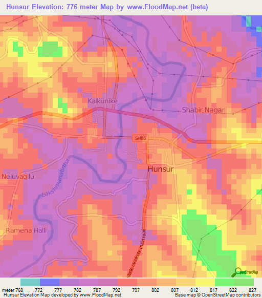 Hunsur,India Elevation Map