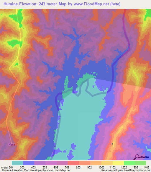 Humine,India Elevation Map