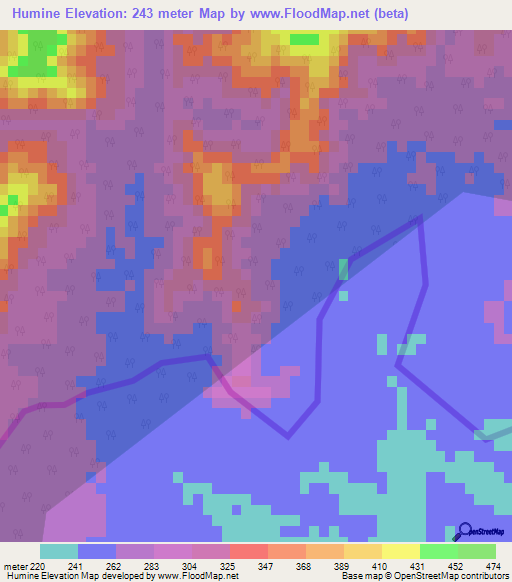 Humine,India Elevation Map