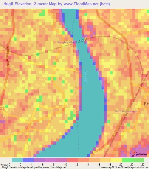 Hugli,India Elevation Map