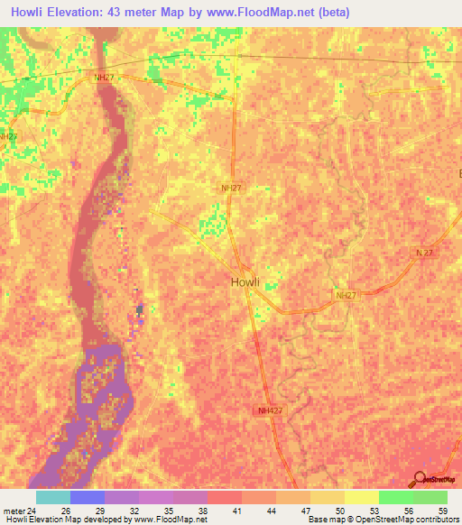 Howli,India Elevation Map