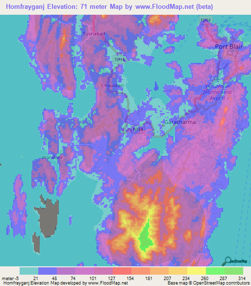 Homfrayganj,India Elevation Map