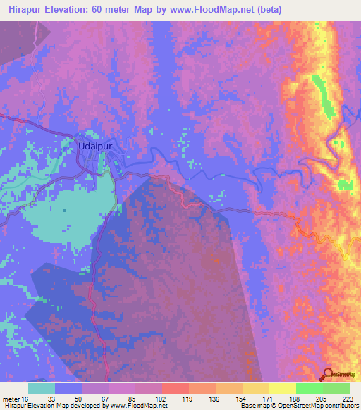 Hirapur,India Elevation Map