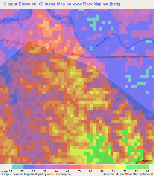 Hirapur,India Elevation Map