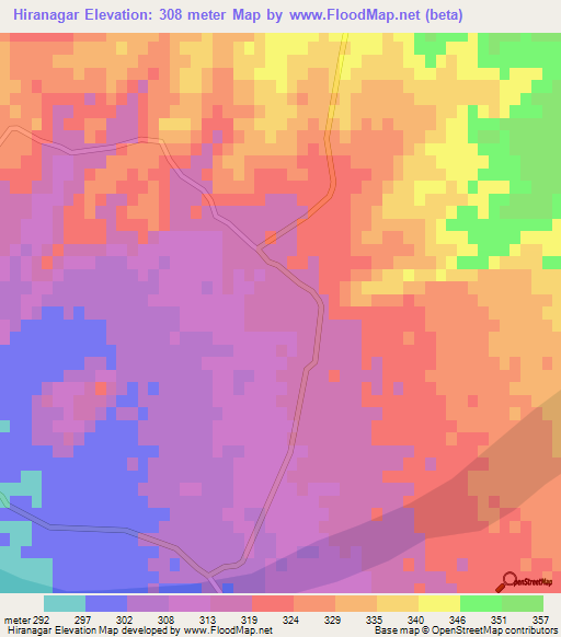 Hiranagar,India Elevation Map