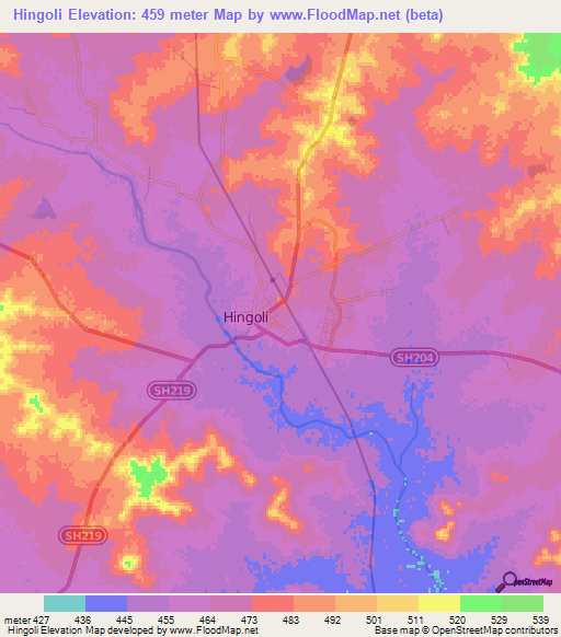 Hingoli,India Elevation Map