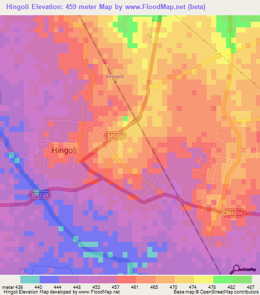 Hingoli,India Elevation Map