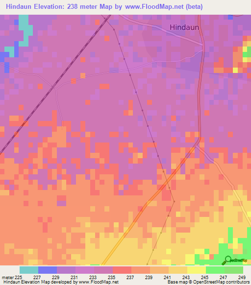 Hindaun,India Elevation Map