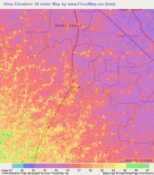 Hilsa,India Elevation Map