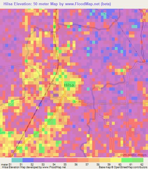 Hilsa,India Elevation Map