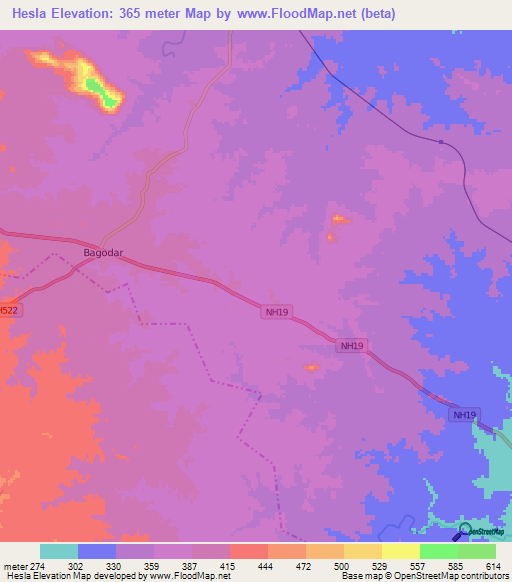 Hesla,India Elevation Map