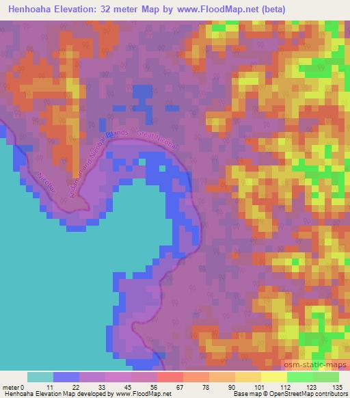 Henhoaha,India Elevation Map