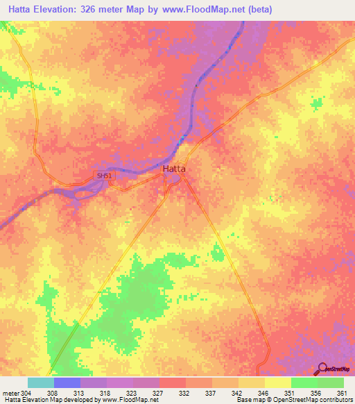 Hatta,India Elevation Map