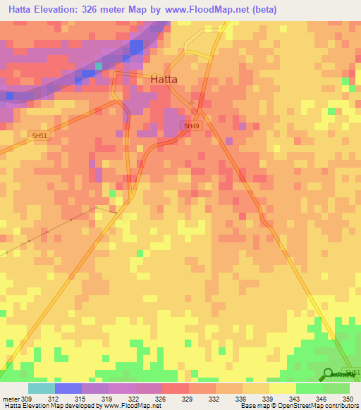 Hatta,India Elevation Map