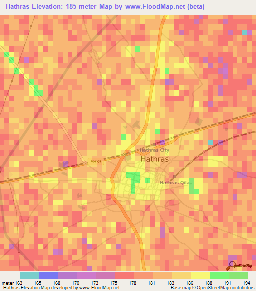 Hathras,India Elevation Map