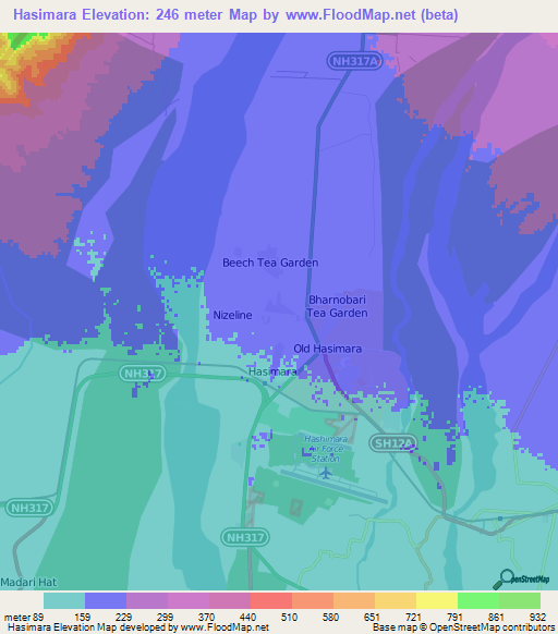 Hasimara,India Elevation Map