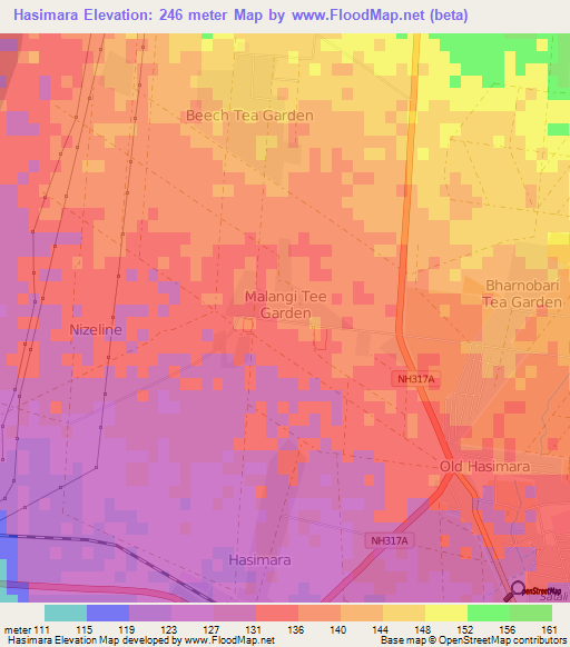 Hasimara,India Elevation Map