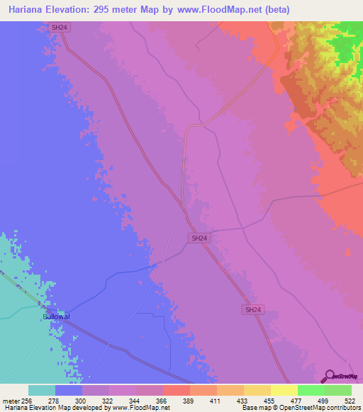 Hariana,India Elevation Map