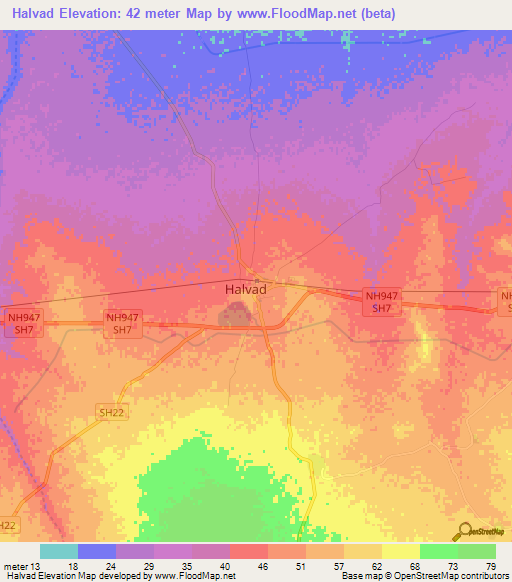 Halvad,India Elevation Map