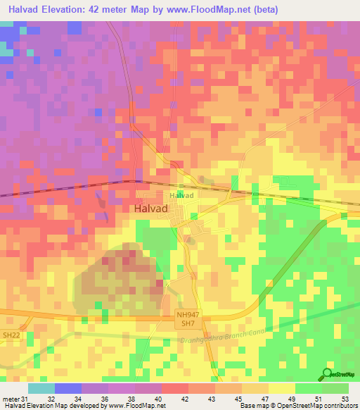 Halvad,India Elevation Map