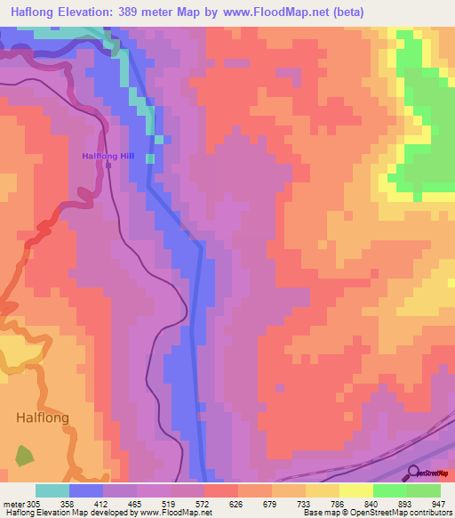 Haflong,India Elevation Map