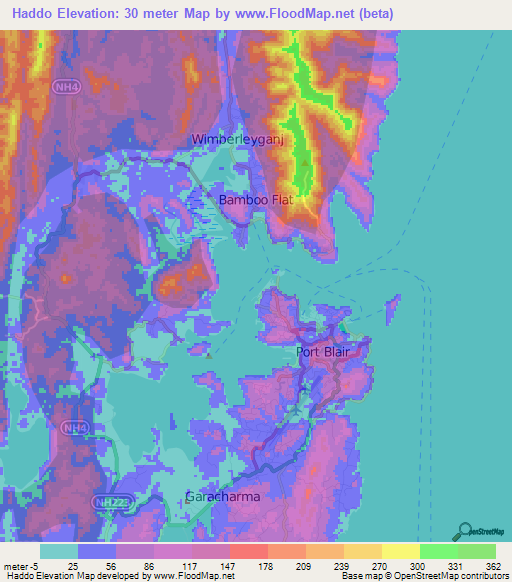 Haddo,India Elevation Map