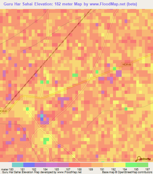 Guru Har Sahai,India Elevation Map
