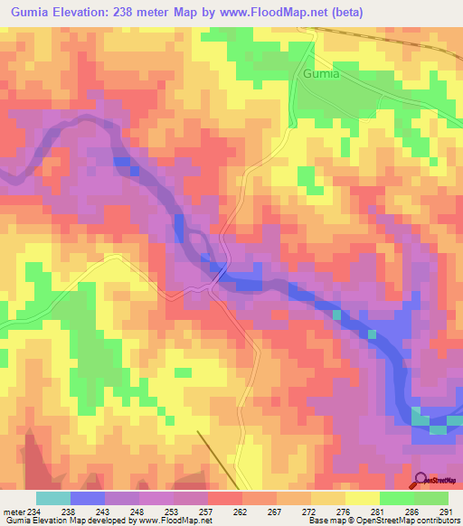 Gumia,India Elevation Map