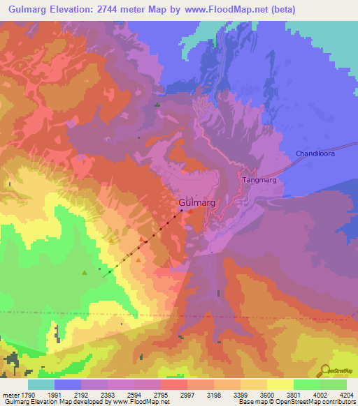 Gulmarg,India Elevation Map