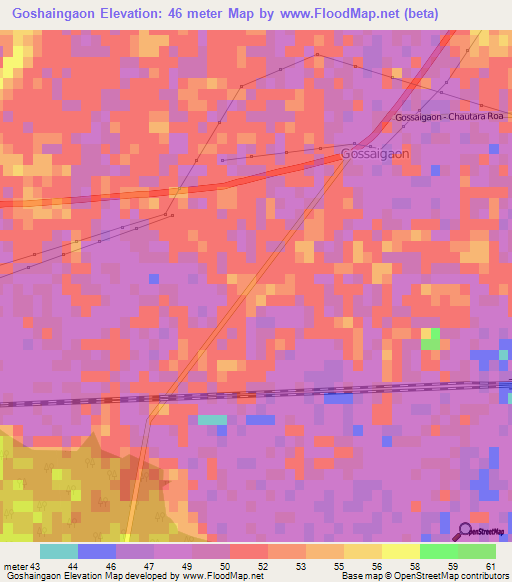 Goshaingaon,India Elevation Map