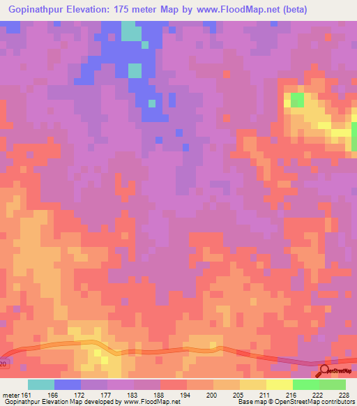 Gopinathpur,India Elevation Map
