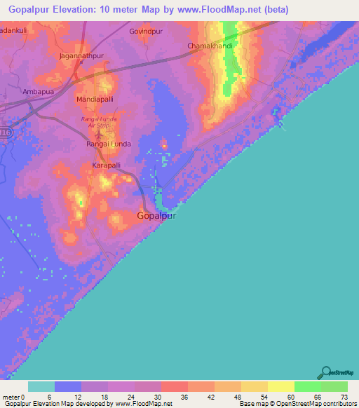 Gopalpur,India Elevation Map