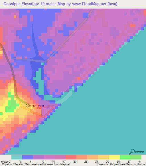 Gopalpur,India Elevation Map