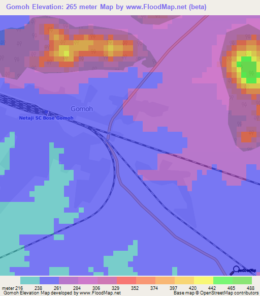 Gomoh,India Elevation Map